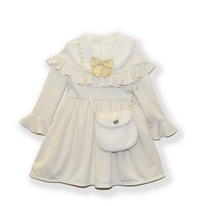 Blueberi Boulevard Little Girls Long Sleeve Knit Dress with Purse and Removable